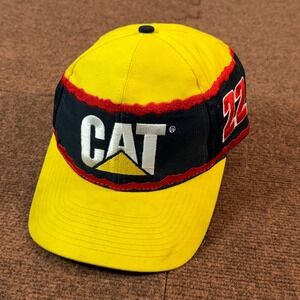 Vintage NASCAR Ward Burton Caterpillar 22 Snapback Hat Bill Davis Racing‎ Yellow